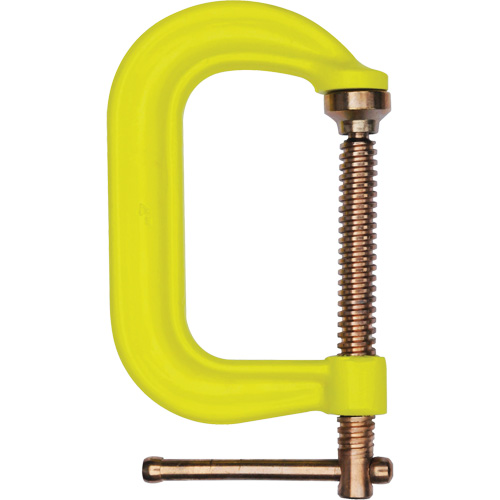 Regular-Duty Deep Throat C-Clamp, Clamping Capacity, 12" (305 mm), Throat Depth, 6-1/4" (159 mm), Clamping Force, 9300 lbs., Weight, 14.1 lbs.