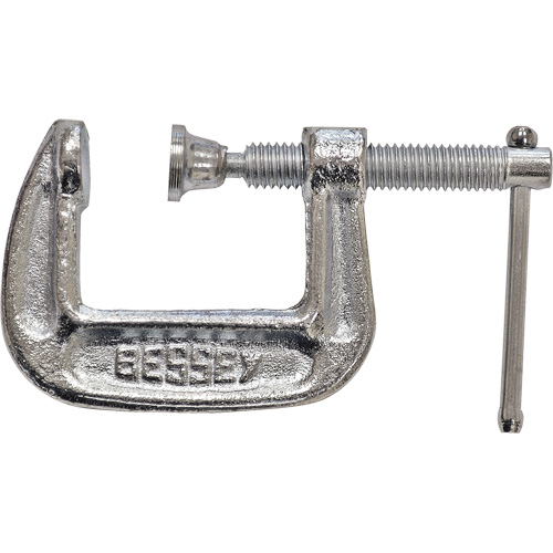 Light-Duty C-Clamp, Clamping Capacity, 1" (25 mm), Throat Depth, 1" (25 mm), Clamping Force, 750 lbs., Weight, 0.25 lbs.