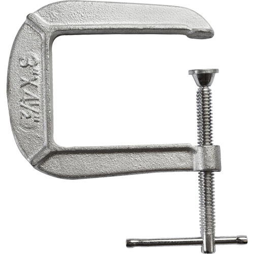 Light-Duty C-Clamp, Clamping Capacity, 3" (76 mm), Throat Depth, 4-1/2" (114 mm), Clamping Force, 900 lbs., Weight, 1.5 lbs.