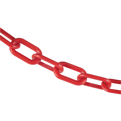 2" Crowd Control Plastic Chain, Colour, Red, Length, 100'