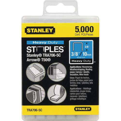 Heavy-Duty Staples, Length, 3/8", Crown, 27/64", Gauge, 24, Finish, Galvanized, Sold/Priced Per, Package, Qty/Pkg., 5000