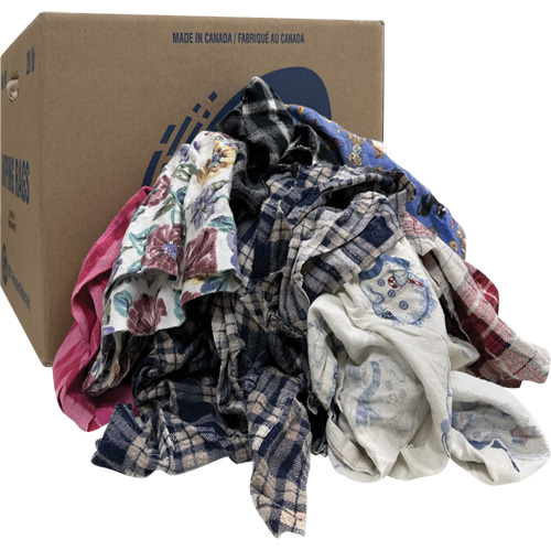 Select Wiper Rags, Material, Flannel, Colour, Mix Colours, Weight, 20 lbs.