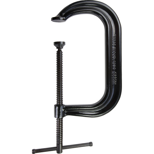Regular-Duty Deep Throat C-Clamp, Clamping Capacity, 8" (203 mm), Throat Depth, 5" (127 mm), Clamping Force, 6900 lbs., Weight, 7.9 lbs.