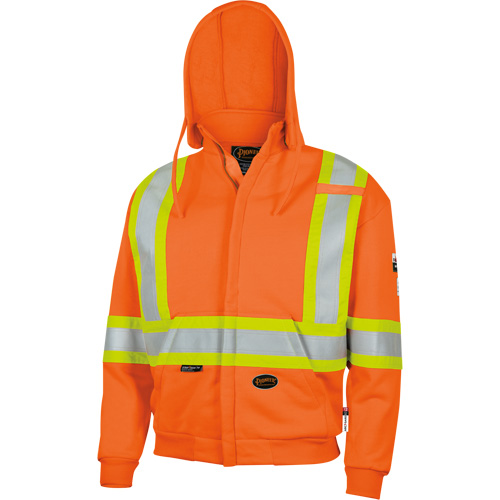 Flame-Resistant Zip Style Hoodie, Material, Cotton, Size, X-Large, Colour, High Visibility Orange, Men's/Women's, Men's, Additional Certification(s), CSA Z96-22 Class 1 Level 2 & Class 1 Level FR, CSA Z462-2021, CGSB 155.20-2017, ANSI/ISEA 107-2020 Class 1 Type O, Thermal Protective Performance (TPP) Rating, 12.6 cal/cm²