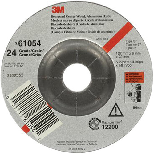 Depressed Centre Grinding Wheel, Diameter, 5"