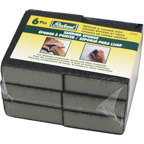 Wet and Dry Sanding Sponges, Grit, Medium Coarse, Size, 4" x 2-3/4"