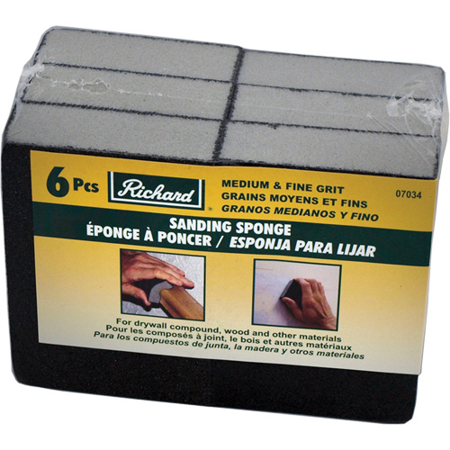 Sanding Sponge, Grit, Medium-Fine, Size, 4" x 2-3/4"