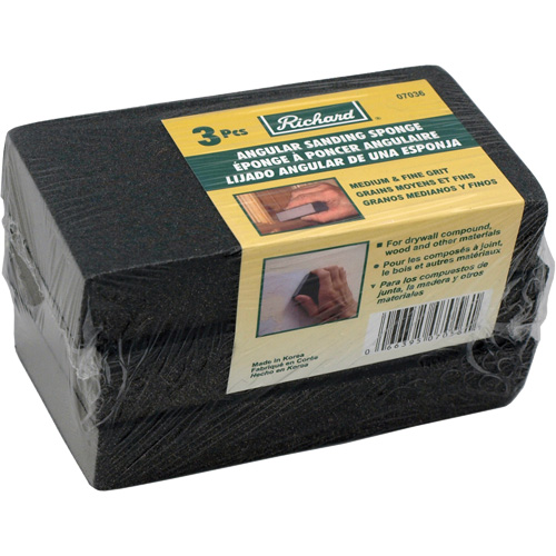 Angled Sanding Sponge, Grit, Medium-Fine, Size, 5" x 2-3/4"