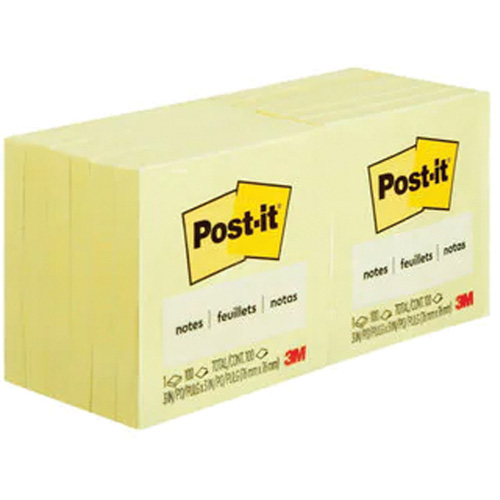 Post-it® Notes, Paper Type, Non Recycled, Colour, Yellow, Width, 3", Length, 3"