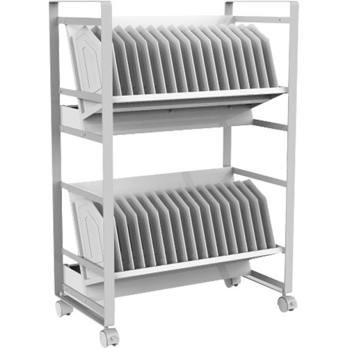 Open Charging Cart, Number of Ports, 32, Port Type, Power Strip, Overall Dimensions, 27" W x 14.75" D x 39.75" H, Divider Slot Dimensions, 1.5" W x 8" D x 10.5" H