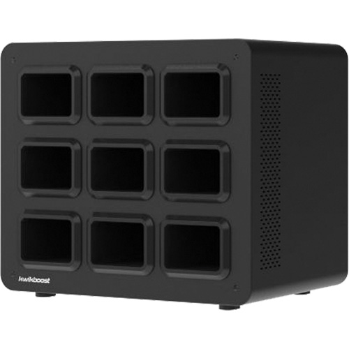 KwikBoost EdgePower® 9-Bay Base Charging Station, Battery Type Accepted, 18650 Li-ion, Batteries Included, None, Manufacturer's Warranty, One-Year Limited Warranty, Overall Dimensions, 12" D x 15" W x 13.5" H