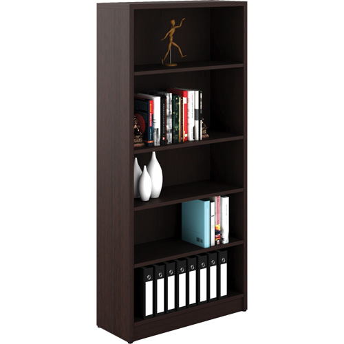 Newland Bookcase, Material, Laminate, Colour, Dark Brown, No. of Shelves, 4, Height, 65-3/5", Weight, 137 lbs. (62.14 kg), Volume, 5.75 ft³ (0.16 m³)