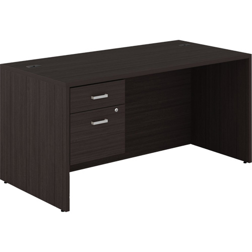 Newland Single Pedestal Desk, Overall Height, 29-3/5", Overall Width, 60", Overall Depth, 29-7/10", Colour, Dark Brown, Weight, 187 lbs. (84.82 kg), Volume, 10.75 ft³ (0.3 m³)
