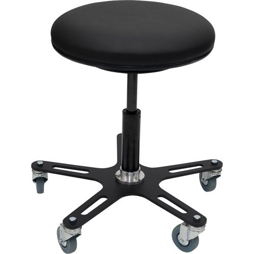 OmniStool Industrail Stool, Material, Vinyl, Weight Capacity, 280 lbs., Overall Height, 22-1/2", Work Surface Height, 35" - 40", Recommended Usage Time, 1 - 2 Hours/Day