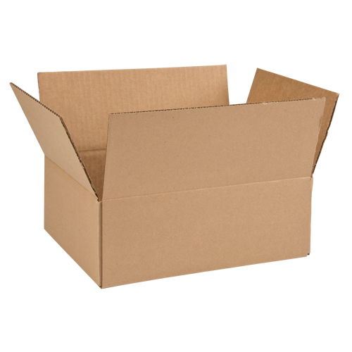 Corrugated Box, Width, 10", Length, 12", Height, 4", Test lbs., 200
