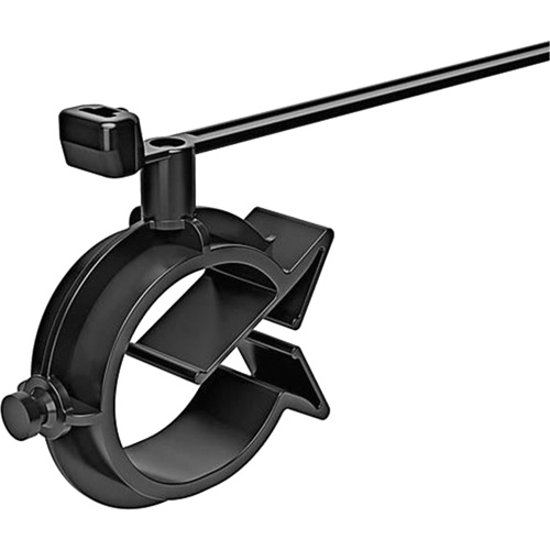 Cable Ties with Pipe Clip, No. of Pieces, 2, Length, 6", Width, 0.19", Tensile Strength, 50 lbs., Colour, Black, Attaches to Diameter, 0.75" - 0.96"