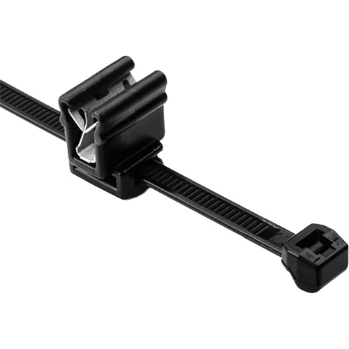 Outside Serrated Cable Ties & Edge Clips, No. of Pieces, 2, Length, 8", Width, 0.18", Tensile Strength, 50 lbs., Colour, Black, Panel Thickness, 1 mm - 3 mm