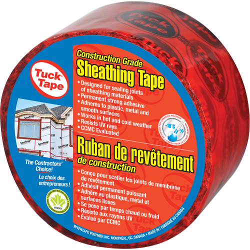 Contractors Sheathing Tape, Width, 60 mm (2-3/8"), Length, 55 m (180.4'), Colour, Red, Thickness, 3 mils