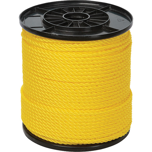 1/4" Yellow Twisted 3-Strand Rope, Fibre Material, Polypropylene, Length, 550'