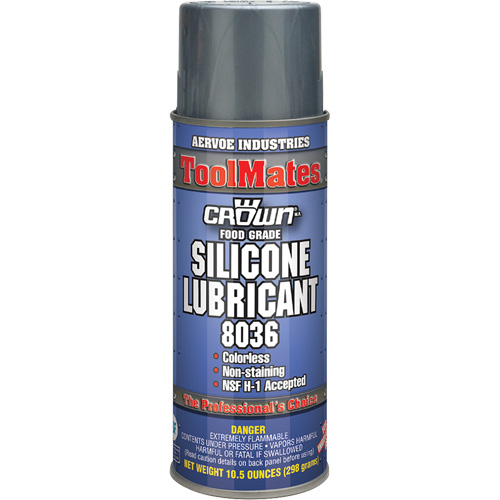 Food Grade Silicone Lube, Format, 16 oz., Container Type, Aerosol Can, Net Weight, 10.5 oz., Silicone, 4%