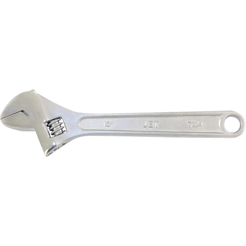 Adjustable Wrench, Length, 10", Max. Jaw Width, 1-1/4", Finish, Chrome, Handle Type, Plain