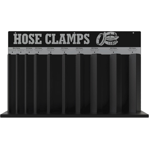 10-Loop Hose Clamp Rack, Colour, Black, Overall Dimensions, 23-5/16" x 5-1/2" x 14-5/16"
