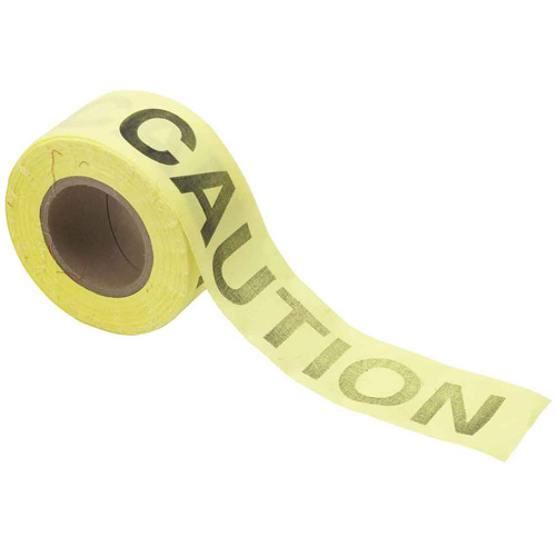 Re-Pulpable Barricade Tape, Thickness, 3 mils, Length, 135', Width, 3", Colour, Black on Yellow, Legend, Caution