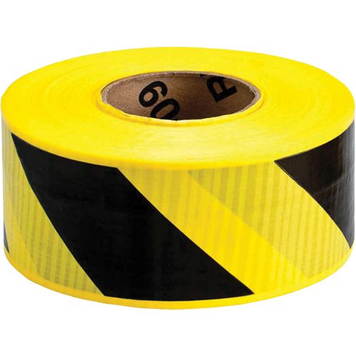 Reinforced Barricade Tape, Thickness, 4 mils, Length, 500', Width, 3", Colour, Black on Yellow
