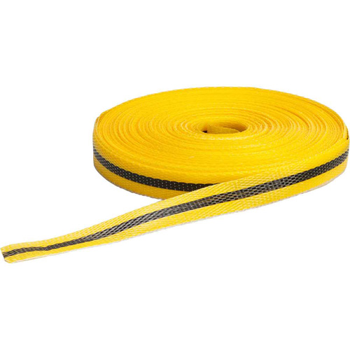 Woven Barricade Tape, Thickness, 3 mils, Length, 150', Width, 3/4", Colour, Black on Yellow