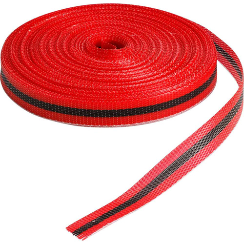 Woven Barricade Tape, Thickness, 3 mils, Length, 150', Width, 3/4", Colour, Black on Red