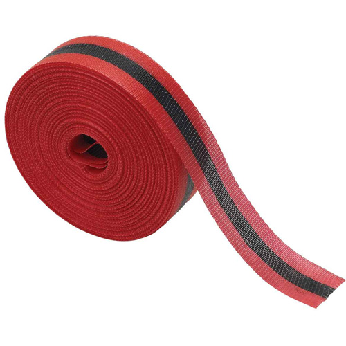 Woven Barricade Tape, Thickness, 3 mils, Length, 200', Width, 2", Colour, Black on Red
