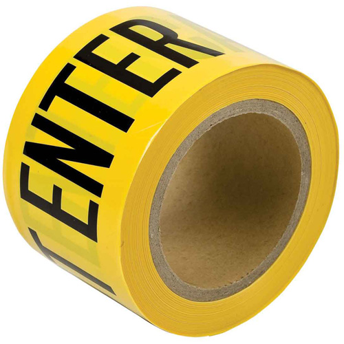 Barricade Tape, Thickness, 3 mils, Length, 200', Width, 3", Colour, Black on Yellow, Legend, Caution Do Not Enter