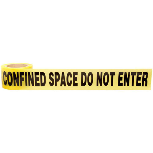 Barricade Tape, Thickness, 3 mils, Length, 1000', Width, 3", Colour, Black on Yellow, Legend, Confined Space Do Not Enter