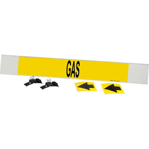 "Gas" Pipe Marker, Material, Plastic, Colour, Black on Yellow, Pipe Diameter, 8" - 20", Label Height, 4"