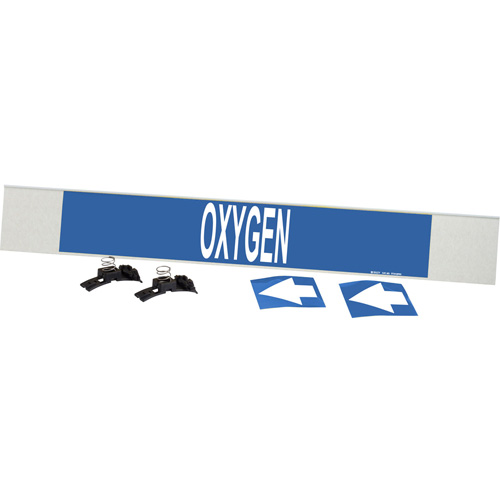 "Oxygen" Pipe Marker, Material, Plastic, Colour, White on Blue, Pipe Diameter, 8" - 20", Label Height, 4"