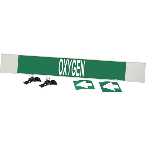 "Oxygen" Pipe Marker, Material, Plastic, Colour, White on Green, Pipe Diameter, 8" - 20", Label Height, 4"