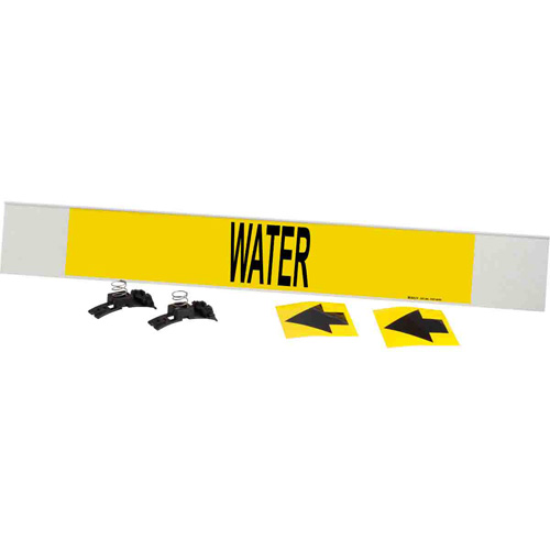 "Water" Pipe Marker, Material, Plastic, Colour, Black on Yellow, Pipe Diameter, 8" - 20", Label Height, 4"
