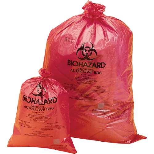 Biohazard Disposal Bags - Orange-Red, Hazard Type, Bio-Hazard, Length, 23", Width, 19", Colour, Red/Orange, Gallon Capacity, 6 to 9