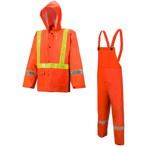 Tornado Traffic Rain Suit, Colour, High Visibility Orange, Reflective Stripe Colour, Silver/Yellow, Size, 5X-Large, Material, Nylon