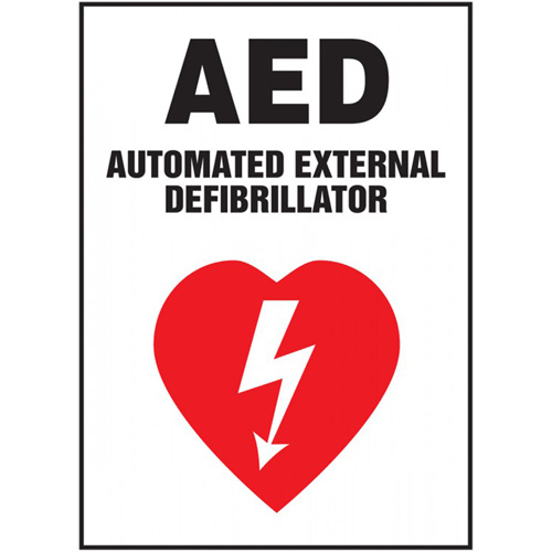 AED Sign, Material, Aluminum, Height, 20", Width, 14", Display Type, Bolt-On, Legend, AED Automatic External Defibrillator