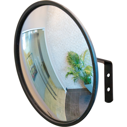 Convex Mirror with Bracket, Diameter, 36", Indoor/Outdoor, Outdoor/Indoor, Colour, Black, Manufacturer's Warranty, 1 Year Limited