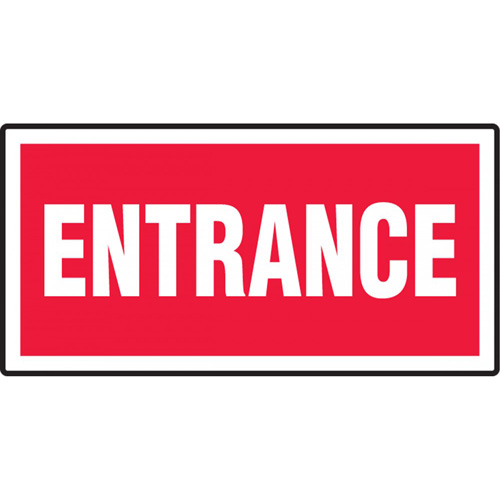 "Entrance" Sign, Material, Vinyl, Height, 7", Width, 14", Display Type, Adhesive, Legend, Entrance