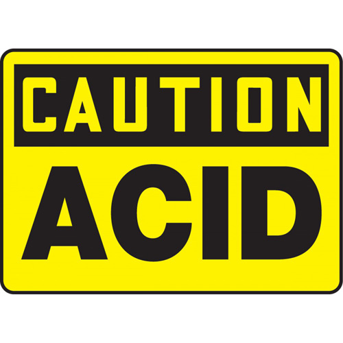"Acid" Sign, Material, Plastic, Height, 10", Width, 14", Display Type, Bolt-On, Legend, Caution; Acid