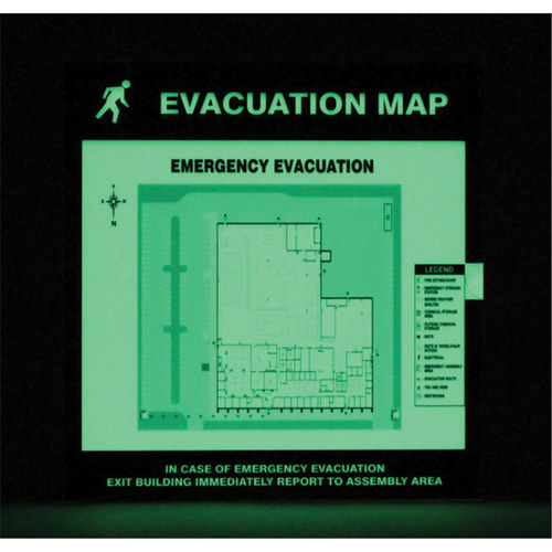 Evacuation Map Holders, Material, Plastic, Height, 15", Width, 17-1/2", Display Type, Adhesive, Legend, Evacuation Map, Fits Inserts, 11" x 17"