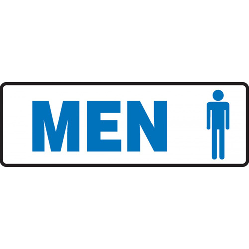 "Hommes" Sign, Material, Aluminum, Height, 4", Width, 12", Display Type, Bolt-On, Legend, Hommes w/Pictogram
