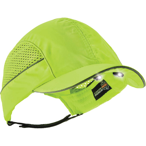Skullerz? 8960 Long Brim Bump Cap with LED Lighting, Suspension Type, None, Colour, High Visibility Lime Green