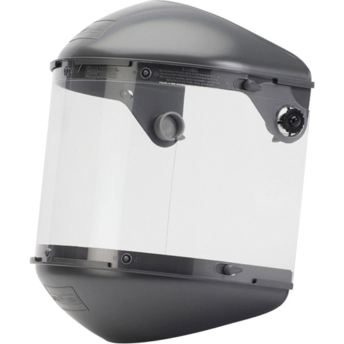 Fibre-Metal Dual 4" Crown High Performance Face Shield System, Height, 8", Width, 16-1/2", Thickness, 0.06", Material, Propionate, Headgear Colour, Grey, Headgear Material, Plastic