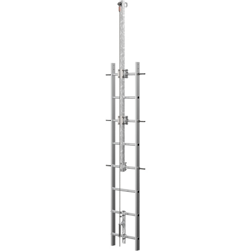 Vi-Go Continuous Ladder Climbing Safety System with Automatic Pass-Through, Length, 30', Material, Stainless Steel