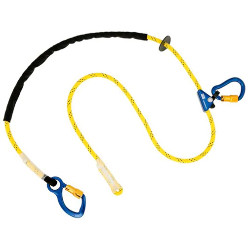 Pole Climber's Adjustable Rope Lanyard, Length, 8', Meets/Exceeds CSA Class, A, Harness Connection, Carabiner, Anchorage Connection, Carabiner