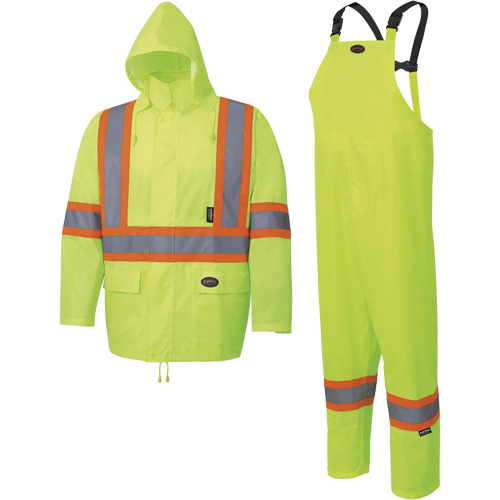 5619 150D Oxford Rain Suit, Material, Polyester, Size, X-Large, Colour, Lime-Yellow, Certification, CSA Z96-15 Class 2 Level 2 (CSA Class 3 Level 2 when worn with pant)